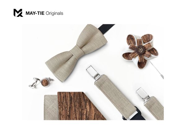 MAY-TIE linen suspenders | Classic Y-Shape | style: Nature Beige