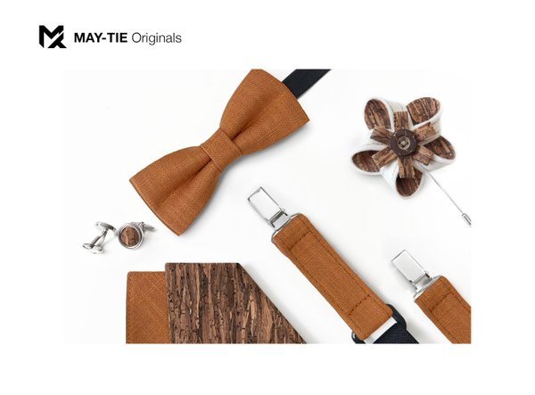 MAY-TIE linen suspenders | Classic Y-Shape | style: Brown Orange