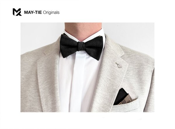 MAY-TIE linen pocket square | Free-Fold 2in1 | style: Black Check