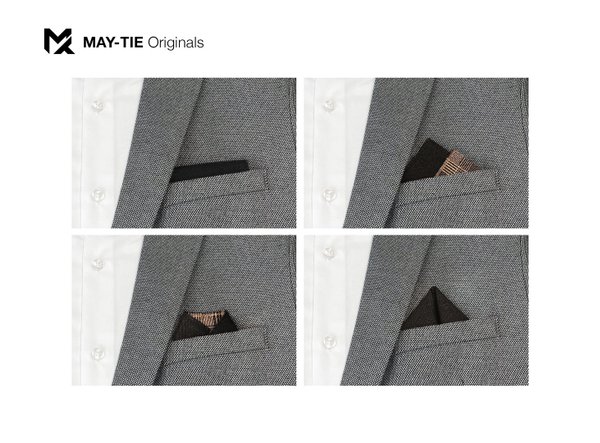 MAY-TIE linen pocket square | Free-Fold 2in1 | style: Black Check