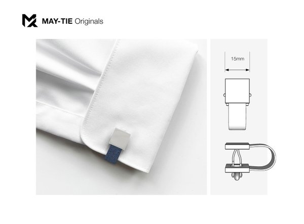 MAY-TIE brass cufflinks with linen | Iconic | style: Denim Blue