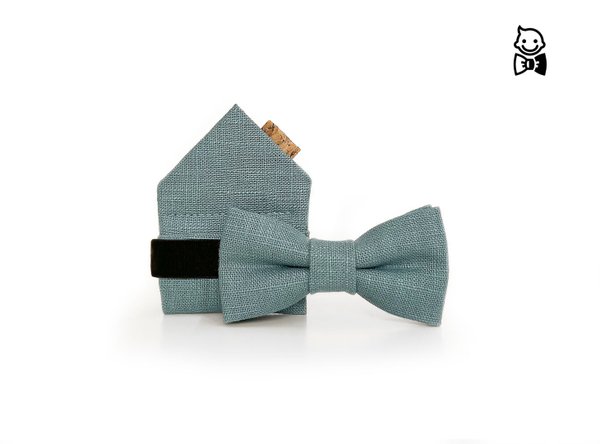 MAY-TIE kids linen bow tie | Set with pocket square | style: Eucalyptus Canyon