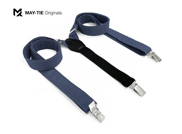 MAY-TIE linen suspenders | Classic Y-Shape | style: Denim Blue