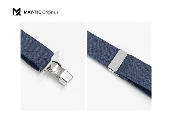 MAY-TIE linen suspenders | Classic Y-Shape | style: Denim Blue