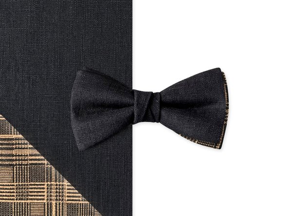 MAY-TIE Xclusive bow tie | Linen and Cork | Butterfly Self Tied Look | Black Check
