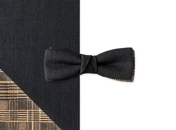 MAY-TIE Xclusive bow tie | Linen and Cork | Batwing Self Tied Look | Black Check