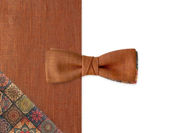 MAY-TIE Xclusive bow tie | Linen and Cork | Batwing Self Tied Look | Orange Color